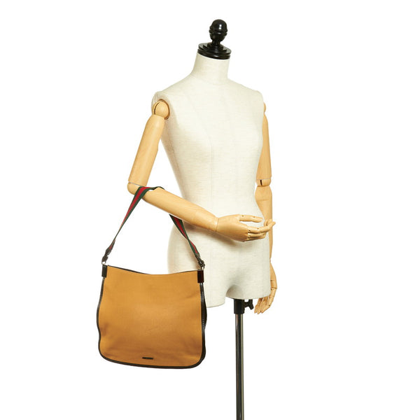 グッチ シェリーライン 001 4321 2684 ベージュ キャンバス レザー ワンショルダー レディース GUCCI 【中古】