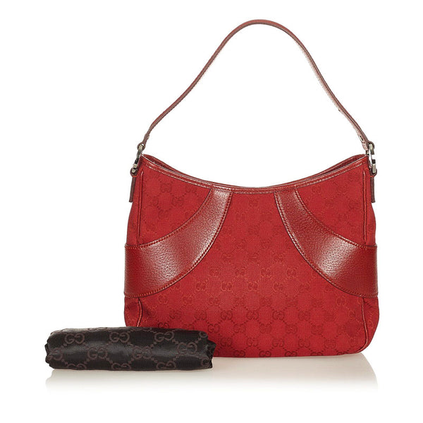 グッチ GGキャンバス 113012 レッド キャンバス レザー ワンショルダー レディース GUCCI 【中古】