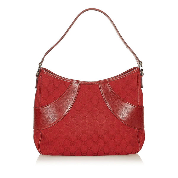 グッチ GGキャンバス 113012 レッド キャンバス レザー ワンショルダー レディース GUCCI 【中古】