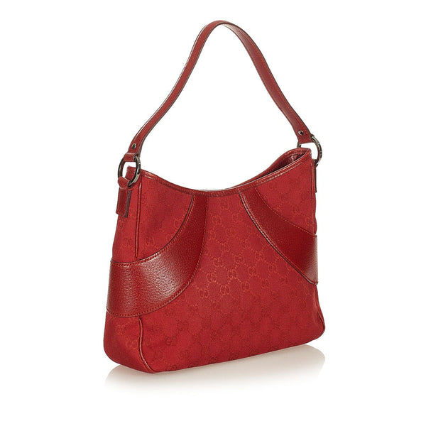 グッチ GGキャンバス 113012 レッド キャンバス レザー ワンショルダー レディース GUCCI 【中古】