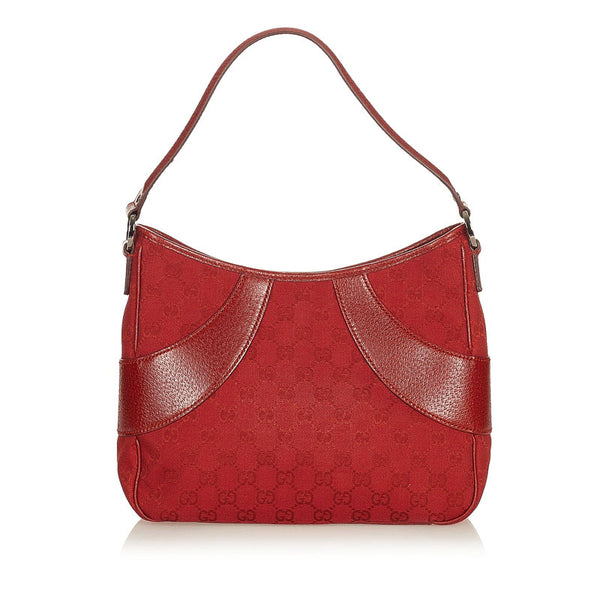 グッチ GGキャンバス 113012 レッド キャンバス レザー ワンショルダー レディース GUCCI 【中古】