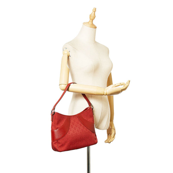 グッチ GGキャンバス 113012 レッド キャンバス レザー ワンショルダー レディース GUCCI 【中古】