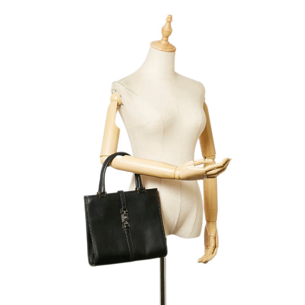 グッチ ジャッキー 002 1065 ブラック レザー ハンドバッグ レディース GUCCI 【中古】