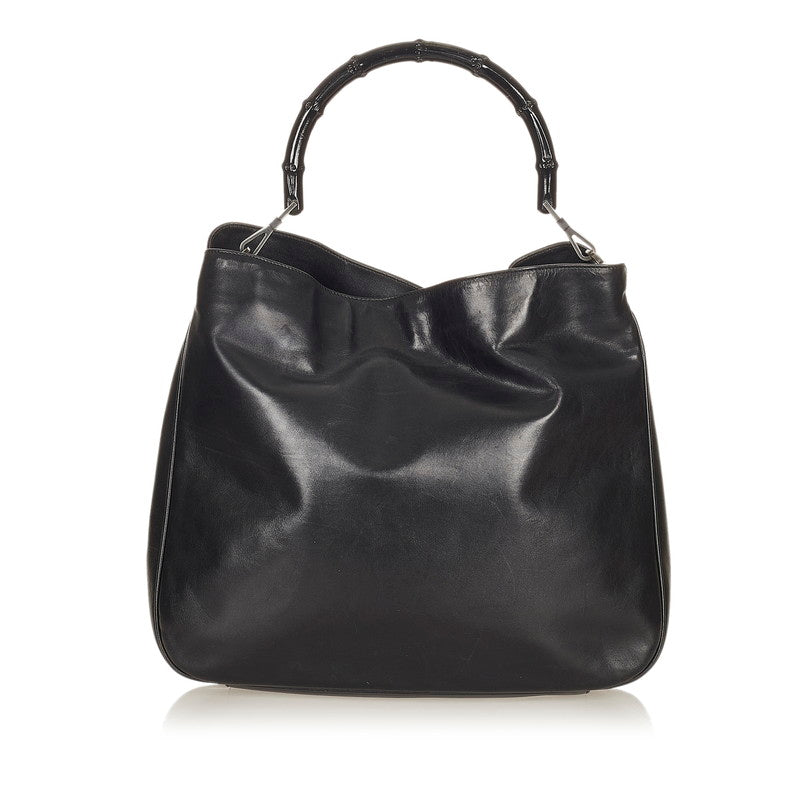 グッチ バンブー 001 1577 ブラック レザー ハンドバッグ レディース GUCCI 【中古】