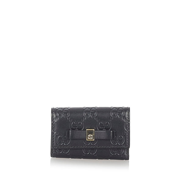 グッチ グッチシマ リボン ６連 388682 ブラック レザー キーケース レディース GUCCI 【中古】