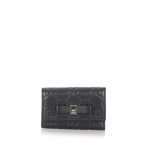 グッチ グッチシマ リボン ６連 388682 ブラック レザー キーケース レディース GUCCI 【中古】