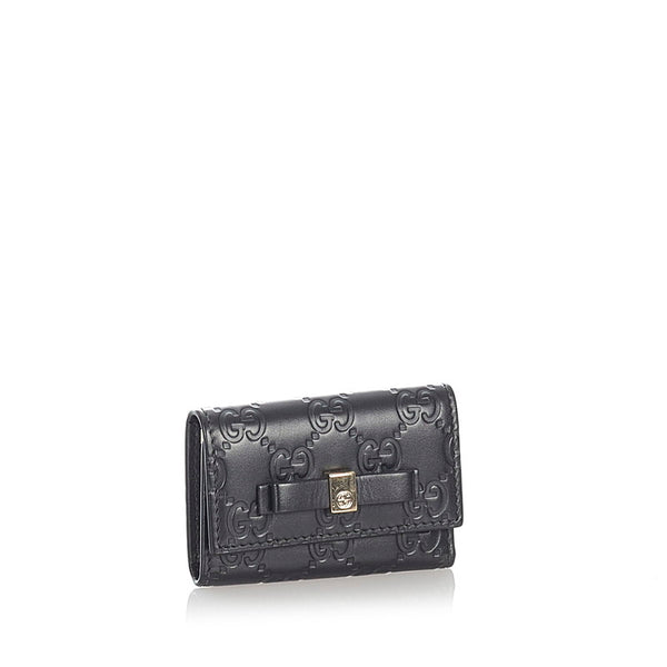 グッチ グッチシマ リボン ６連 388682 ブラック レザー キーケース レディース GUCCI 【中古】