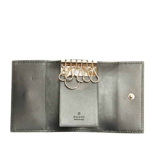 グッチ グッチシマ リボン ６連 388682 ブラック レザー キーケース レディース GUCCI 【中古】