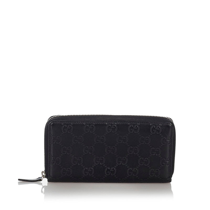 グッチ グッチシマ 244994 ブラック レザー ラウンドファスナー 長財布 メンズ GUCCI 【中古】