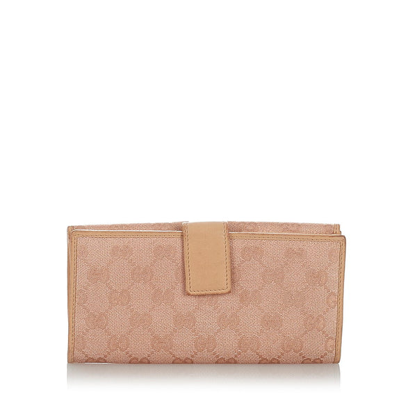 グッチ GGキャンバス ラブリーハート 245723 ピンク キャンバス レザー 長財布 レディース GUCCI 【中古】