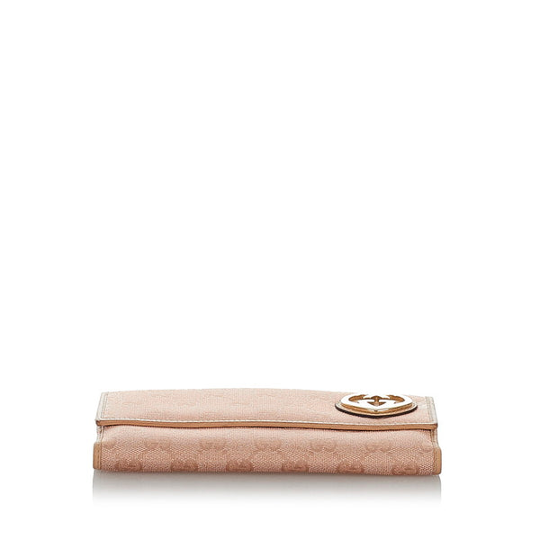 グッチ GGキャンバス ラブリーハート 245723 ピンク キャンバス レザー 長財布 レディース GUCCI 【中古】