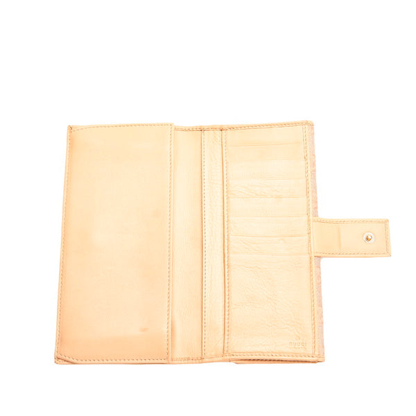 グッチ GGキャンバス ラブリーハート 245723 ピンク キャンバス レザー 長財布 レディース GUCCI 【中古】