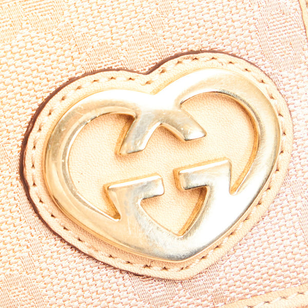 グッチ GGキャンバス ラブリーハート 245723 ピンク キャンバス レザー 長財布 レディース GUCCI 【中古】