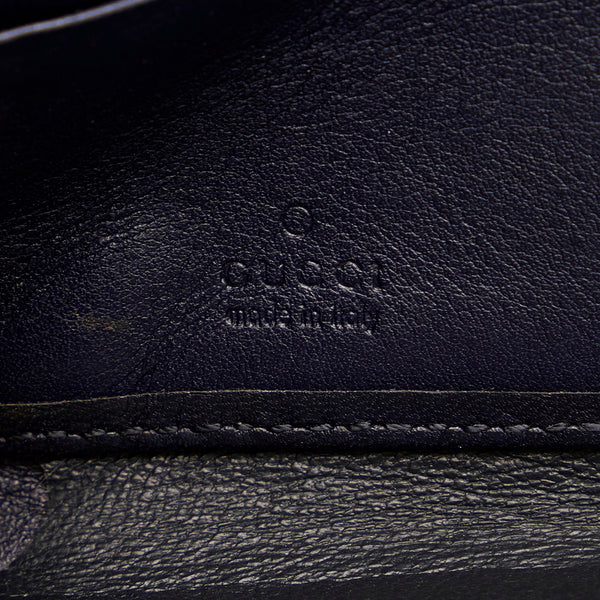 グッチ マイクログッチシマ 244994 ネイビー レザー 長財布 ラウンドファスナー レディース GUCCI 【中古】