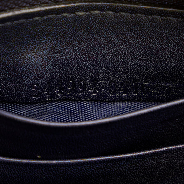 グッチ マイクログッチシマ 244994 ネイビー レザー 長財布 ラウンドファスナー レディース GUCCI 【中古】