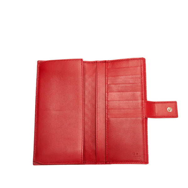 グッチ マイクログッチシマ 長財布 449393 レッド レザー レディース GUCCI 【中古】