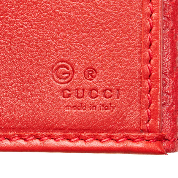 グッチ マイクログッチシマ 長財布 449393 レッド レザー レディース GUCCI 【中古】
