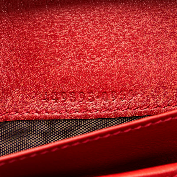 グッチ マイクログッチシマ 長財布 449393 レッド レザー レディース GUCCI 【中古】