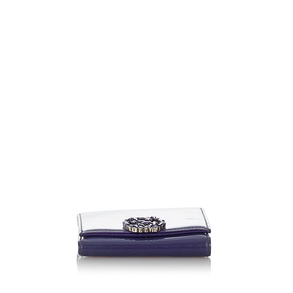 グッチ 369688 パープル パテントレザー 二つ折り財布 レディース GUCCI 【中古】