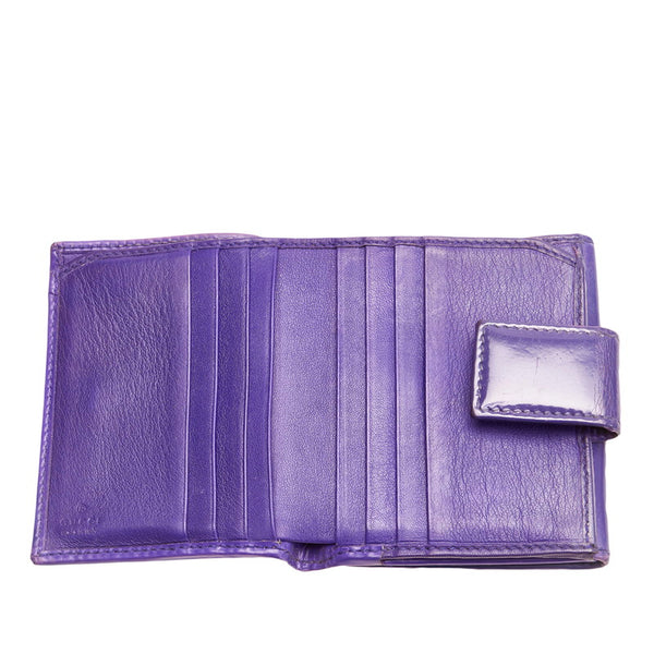 グッチ 369688 パープル パテントレザー 二つ折り財布 レディース GUCCI 【中古】