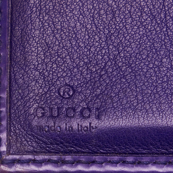 グッチ 369688 パープル パテントレザー 二つ折り財布 レディース GUCCI 【中古】
