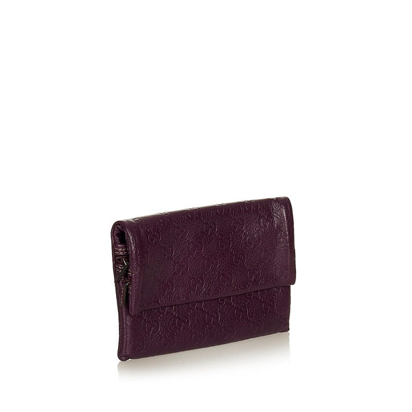 グッチ グッチシマ 二つ折り財布 204517 パープル レザー レディース GUCCI 【中古】