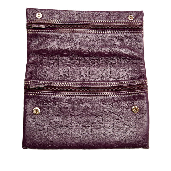 グッチ グッチシマ 二つ折り財布 204517 パープル レザー レディース GUCCI 【中古】