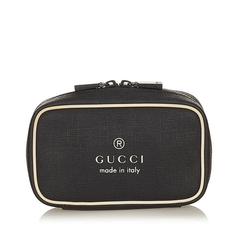 グッチ 170423 ブラック PVC レザー ポーチ レディース GUCCI 【中古】