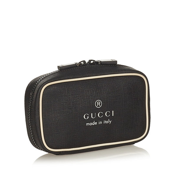 グッチ 170423 ブラック PVC レザー ポーチ レディース GUCCI 【中古】
