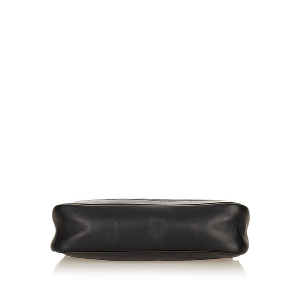 グッチ シェリーライン 92820 ブラック デニム レザー ポーチ レディース GUCCI 【中古】