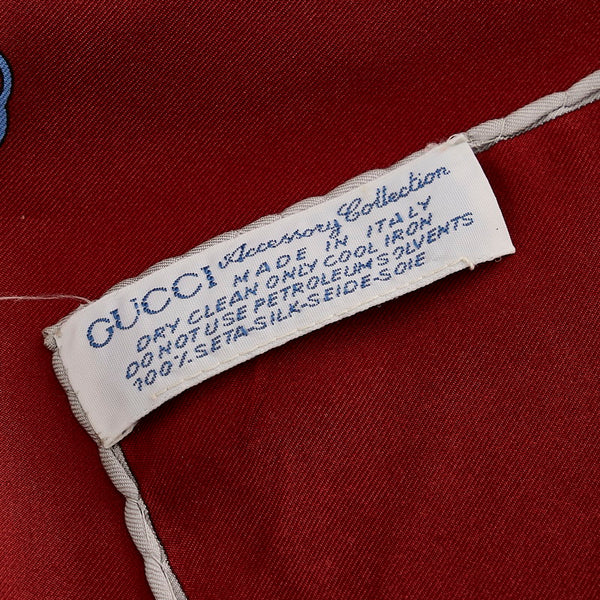 グッチ ワインレッド シルク スカーフ レディース GUCCI 【中古】
