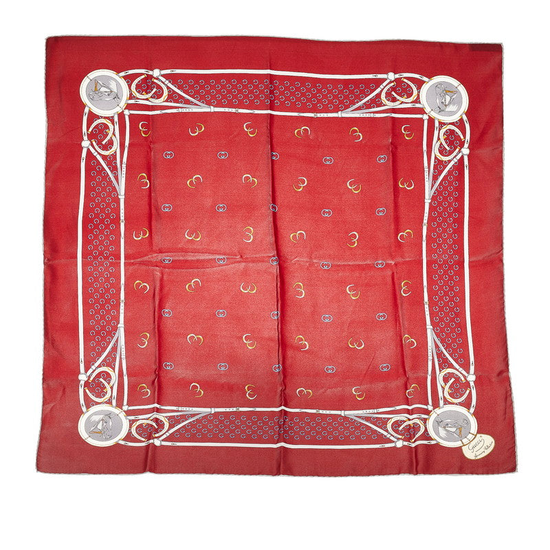 グッチ ワインレッド シルク スカーフ レディース GUCCI 【中古】