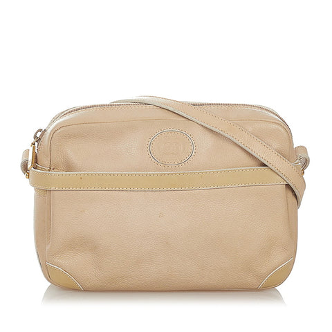 グッチ ベージュ レザー ショルダーバッグ レディース GUCCI 【中古】