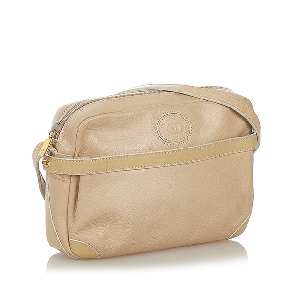 グッチ ベージュ レザー ショルダーバッグ レディース GUCCI 【中古】