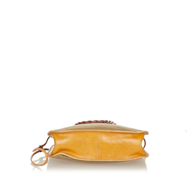 グッチ ショルダーバッグ 110295 カーキ ブラウン キャンバス レザー レディース GUCCI 【中古】