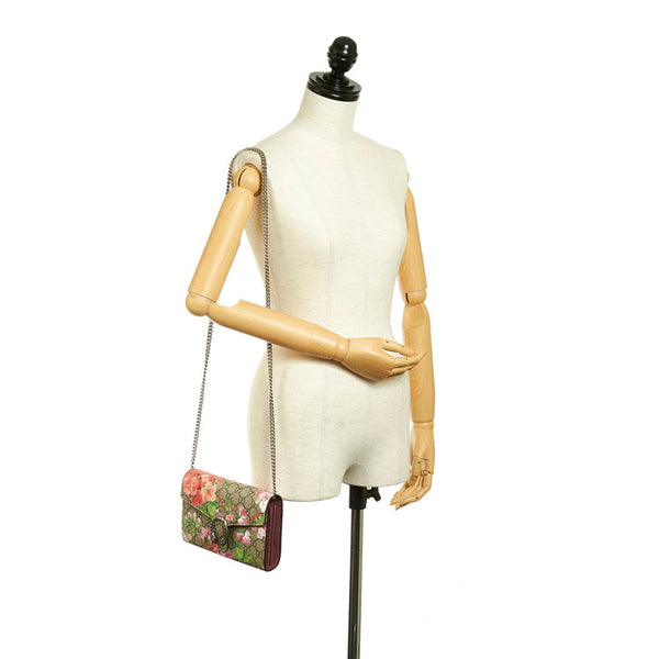 グッチ GGフローラ 401231 ベージュ PVC レザー ウォレットチェーン レディース GUCCI 【中古】