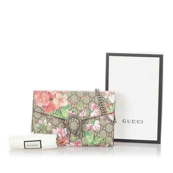 グッチ GGフローラ 401231 ベージュ PVC レザー ウォレットチェーン レディース GUCCI 【中古】