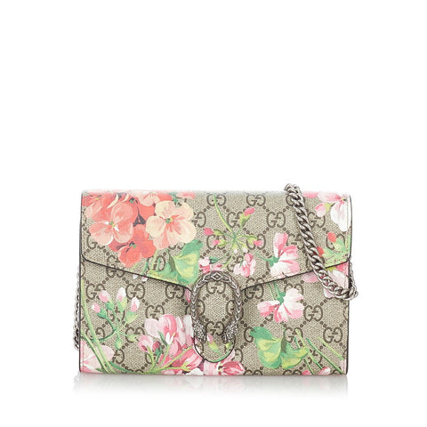 グッチ GGフローラ 401231 ベージュ PVC レザー ウォレットチェーン レディース GUCCI 【中古】