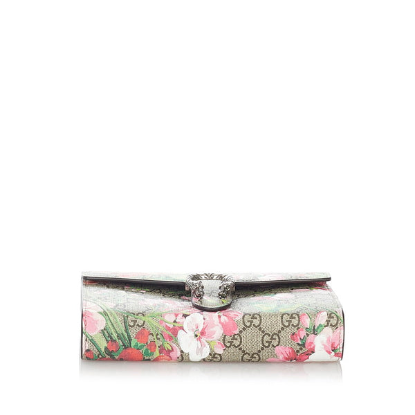 グッチ GGフローラ 401231 ベージュ PVC レザー ウォレットチェーン レディース GUCCI 【中古】