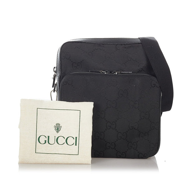 グッチ 007 2019 ブラック ナイロン レザー 肩掛け ショルダーバッグ メンズ GUCCI 【中古】