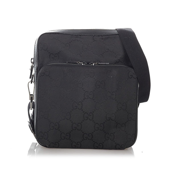 グッチ 007 2019 ブラック ナイロン レザー 肩掛け ショルダーバッグ メンズ GUCCI 【中古】