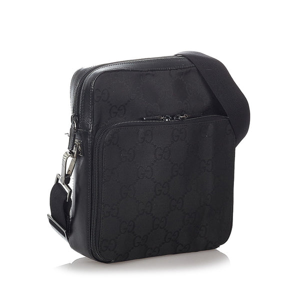 グッチ 007 2019 ブラック ナイロン レザー 肩掛け ショルダーバッグ メンズ GUCCI 【中古】