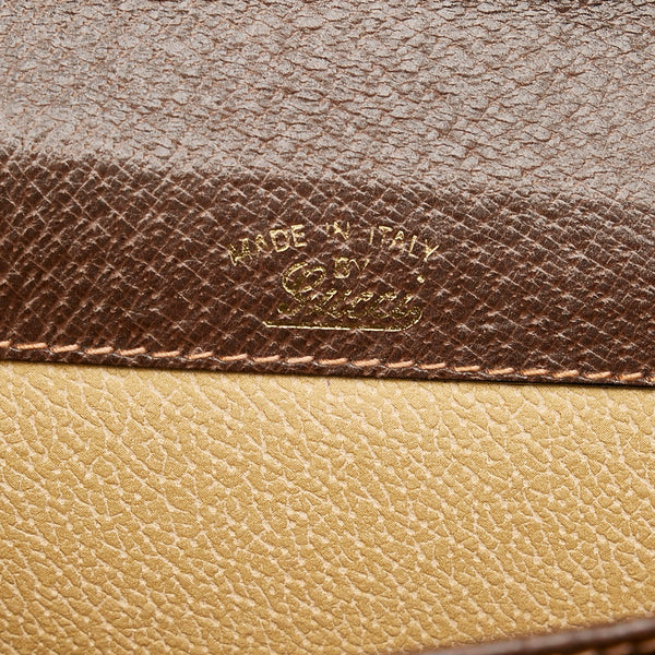 グッチ GGスプリーム シェリーライン  ベージュ ブラウン PVC レザー 肩掛け ショルダーバッグ レディース GUCCI 【中古】