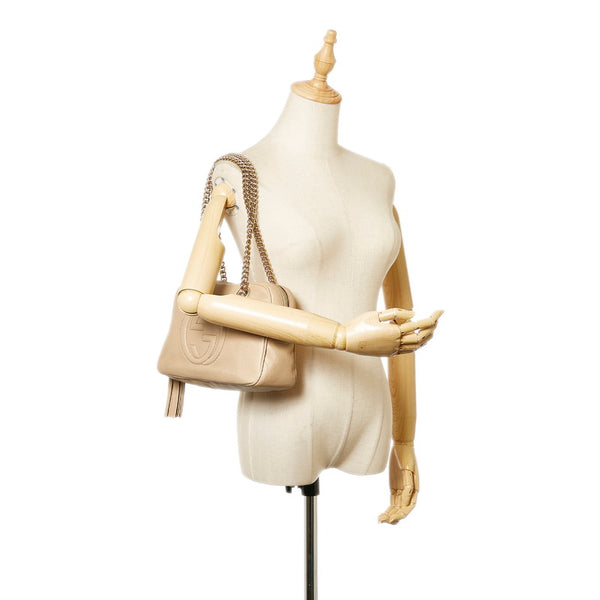 グッチ ソーホー 308983 ベージュ レザー チェーン ショルダーバッグ レディース GUCCI 【中古】