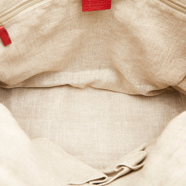 グッチ GGキャンバス 449243 ベージュ レッド キャンバス レザー ショルダーバッグ レディース GUCCI 【中古】