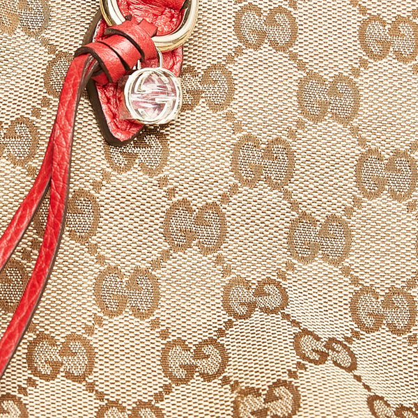 グッチ GGキャンバス 449243 ベージュ レッド キャンバス レザー ショルダーバッグ レディース GUCCI 【中古】