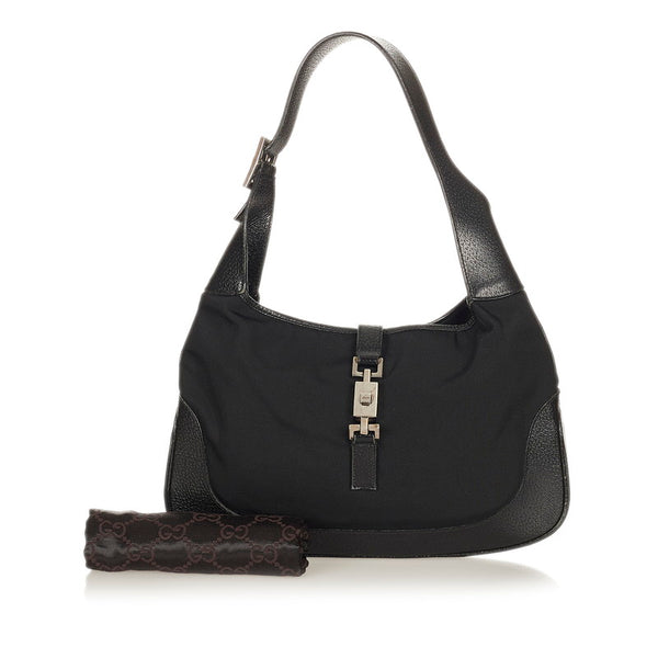 グッチ ジャッキー 001 3306 ブラック キャンバス レザー ワンショルダー レディース GUCCI 【中古】