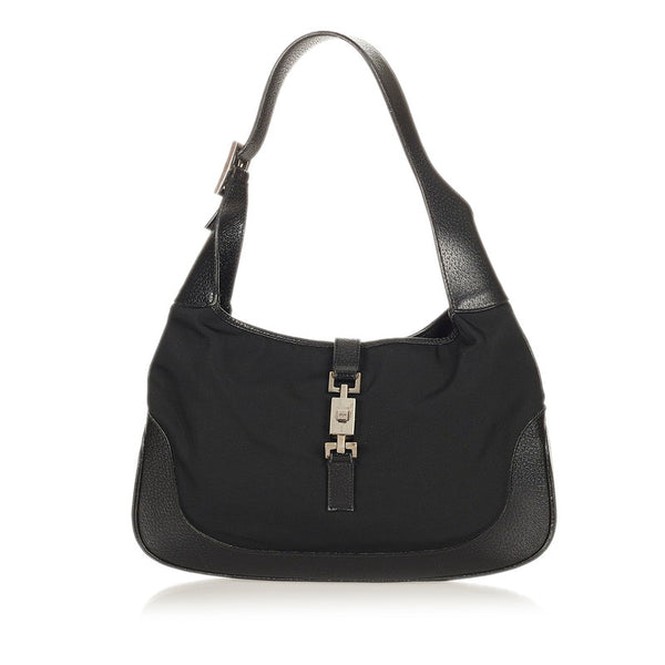 グッチ ジャッキー 001 3306 ブラック キャンバス レザー ワンショルダー レディース GUCCI 【中古】