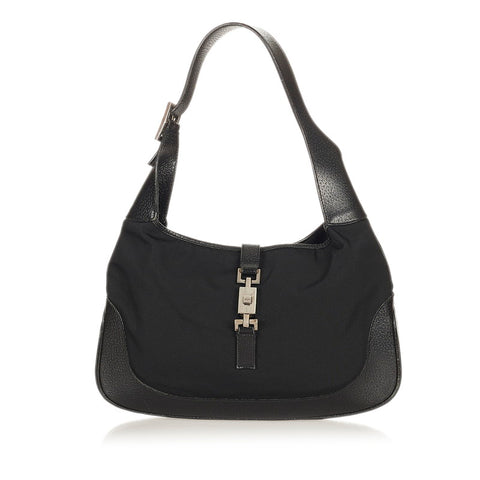 グッチ ジャッキー 001 3306 ブラック キャンバス レザー ワンショルダー レディース GUCCI 【中古】