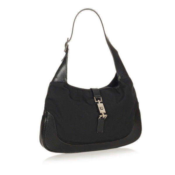 グッチ ジャッキー 001 3306 ブラック キャンバス レザー ワンショルダー レディース GUCCI 【中古】